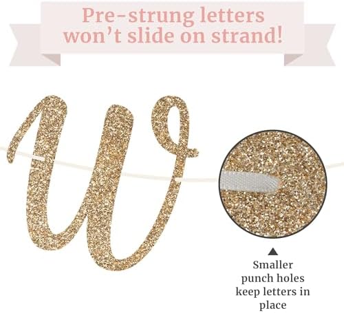 Pre-Strung Gold Glitter Anniversary Banner - No DIY