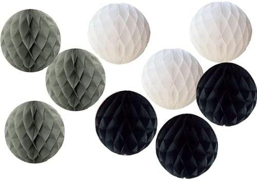 8 Piece 3 Inch Honeycomb Party Decor Balls Set Black
