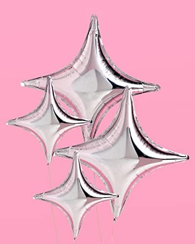 XO Fetti Silver Sparkle Foil Balloons 6pc Party Decor