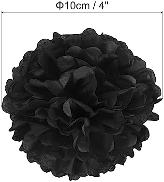 PATIKIL 4 Inch Black Paper Pom Poms 10 Pack