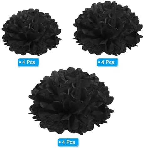 PATIKIL 468 Black Tissue Pom Poms for Decorations