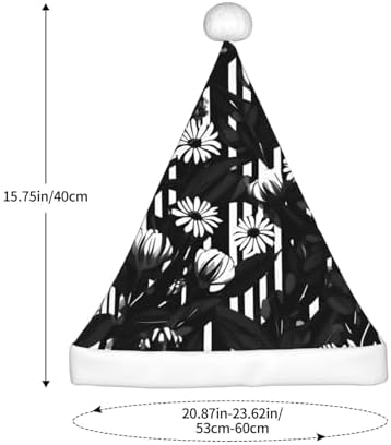 QINZHENG Personalized Santa Hat Black and White Striped Flowers Print