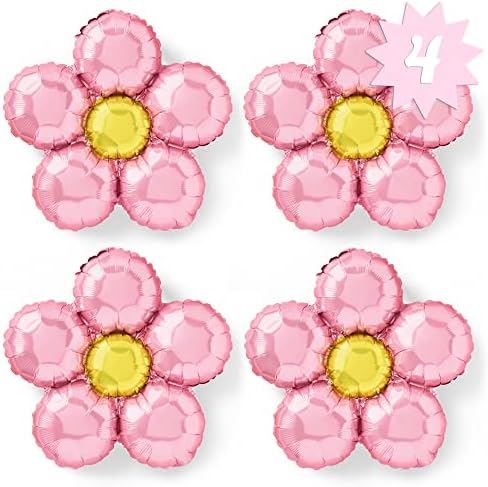 XO Fetti Light Pink Flower Balloons 4 pc Set