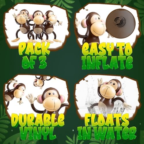 Large Inflatable Monkey Pack of 3 27 Inch Party Decor