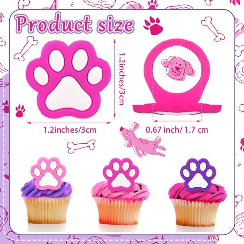 48 Pcs Dog Theme Cupcake Rings Toppers Decorations