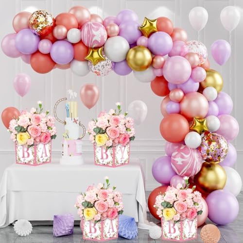 6 Pack 7x7x7 Inch Pink Floral Baby Shower Centerpieces