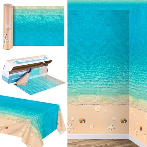 Summer Beach Tablecloth Roll with Cutter Box 100ft x 54in