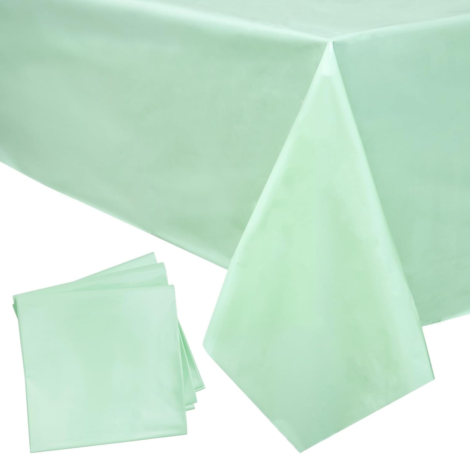 3 Pack Mint Green Plastic Rectangle Tablecloth - 54x108 for 8-Foot Tables