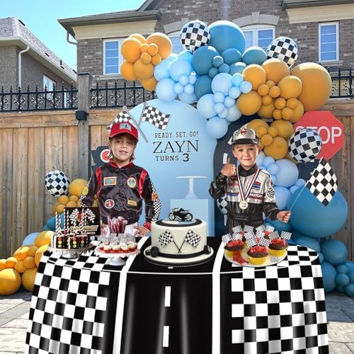 9 Pcs Racing Car Tablecloths for Round Table Party