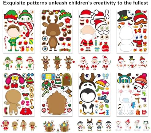 32 Sheet Christmas Stickers for Kids Make Your Own Characters