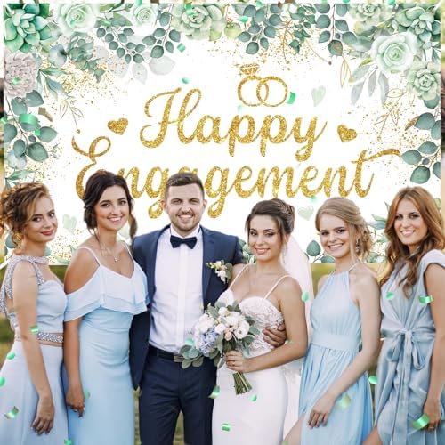 Eucalyptus Engagement Party Banner Green Just Married Decor Kit