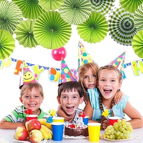 LRCXL 12PCS Party Hanging Paper Fans Set Green