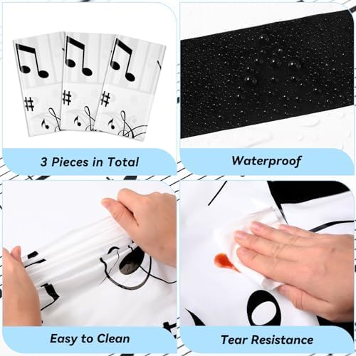 3 Pcs Musical Notes Tablecloth for Music Themed Parties