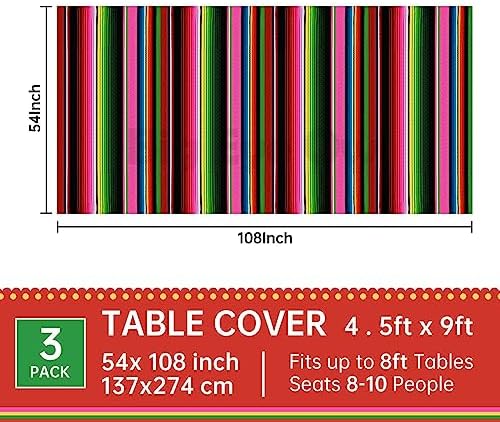 Mexican Fiesta Table Cover 3 Pcs Rectangle Party Decor