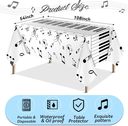 3 Pcs Musical Notes Tablecloth for Music Themed Parties