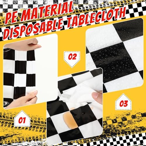 Breling 6 Pack Checkered Car Tablecloth for Birthday Party