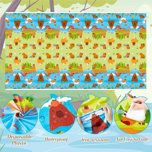 Capybara Party Tablecloths 3Pcs Birthday Decorations