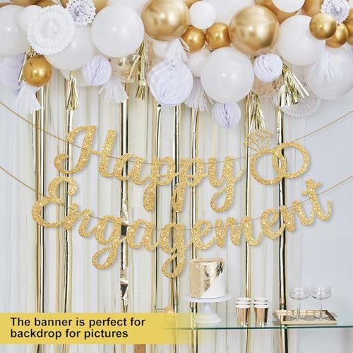 Gold Glitter Happy Engagement Banner