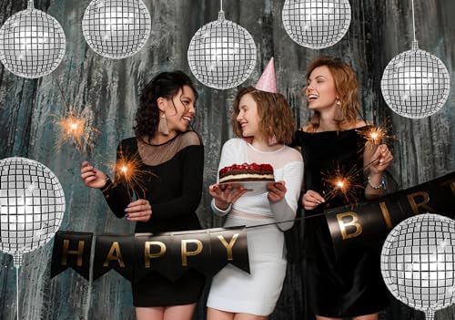 10 Pcs Silver Disco Balloons 4D Design Party Decor
