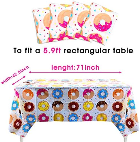 BeYumi 4 Pack Donut Party Tablecloth