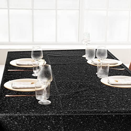 3 Pcs Black Glitter Tablecloth for Themed Parties