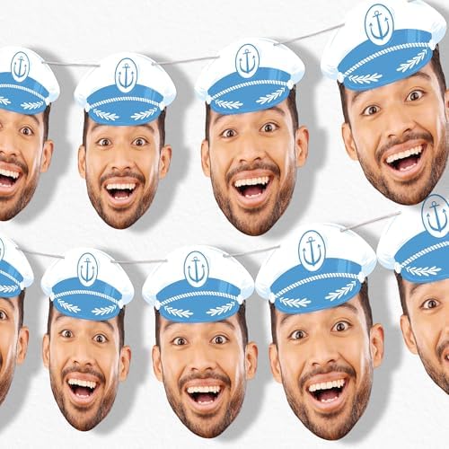 Big Dot of Happiness Nautical Captain Hat Garland Banner with 10 Face Cutouts