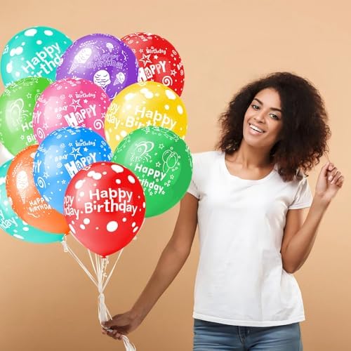 50pcs 12 Inch Happy Birthday Balloons for Men and Women
