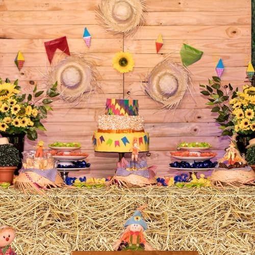 12Pcs Straw Tablecovers Western Theme Party Decorations