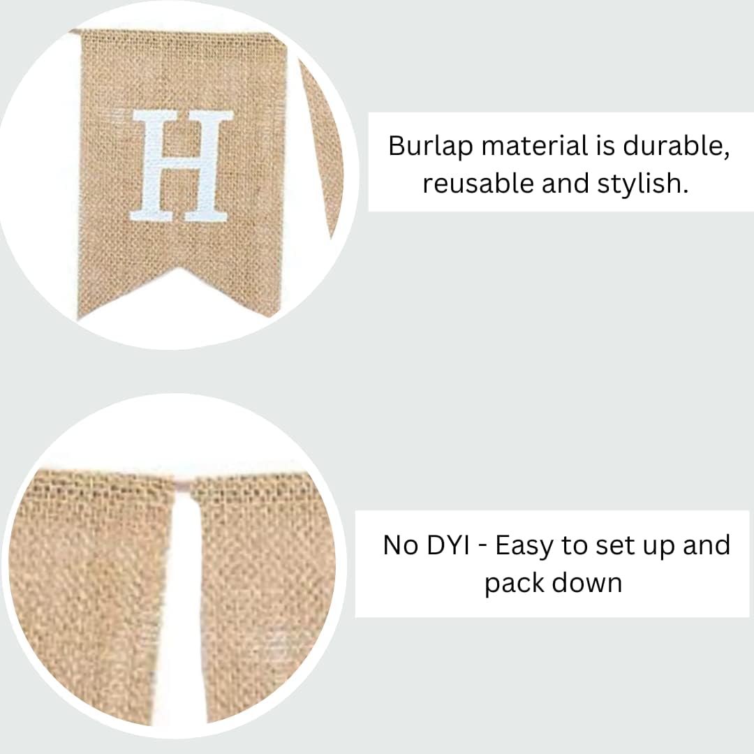 Burlap Happy Birthday Banner for Farmhouse Party Decorations