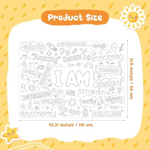 Positive Affirmations Coloring Poster for Kids