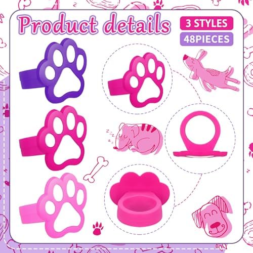 48 Pcs Dog Theme Cupcake Rings Toppers Decorations