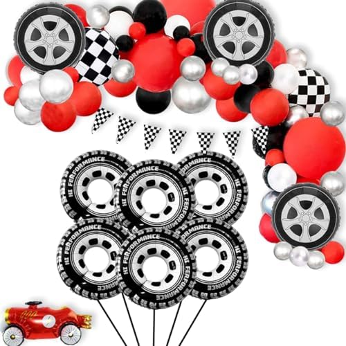 30 Inch Race Car Wheel Balloons 6Pcs Party Decor