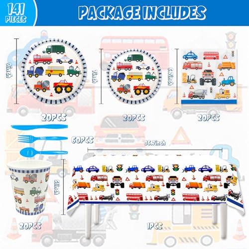 141PCS Traffic Themed Party Decorations for Boys