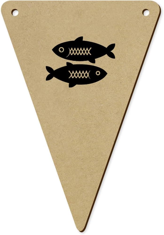 Azeeda 5 Piece 140mm Two Fish Wooden Bunting Flags
