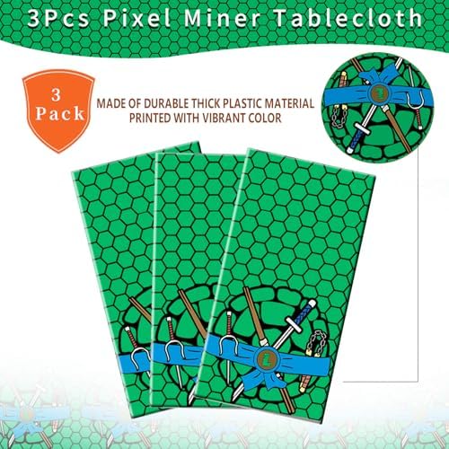 3pcs Turtle Theme Premium Plastic Tablecloth for Kids Birthday Party