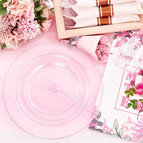 DaYammi 350PCS Rose Gold Glitter Dinnerware Set