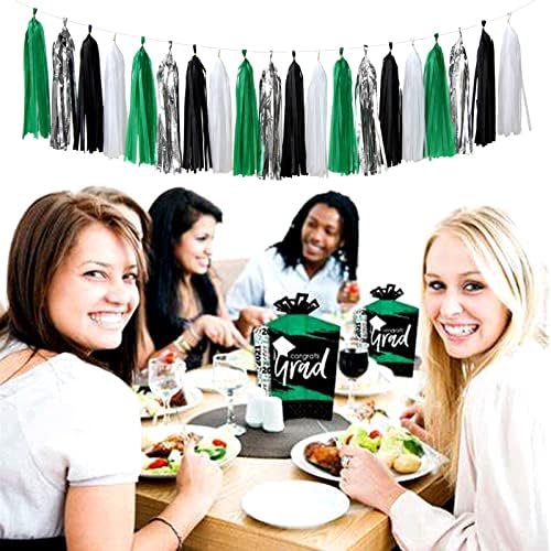Black Green Silver Football Party Decorations 30pcs