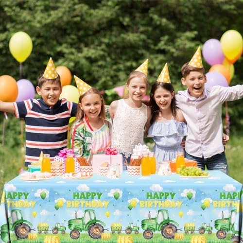 3pcs Tractor Birthday Tablecloths for Boys Party Decorations