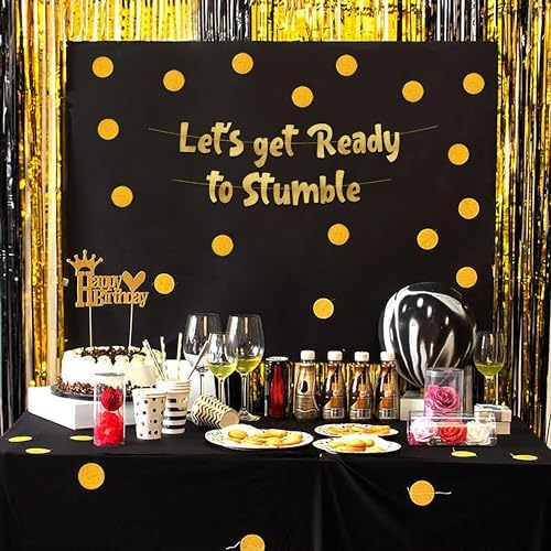 Lets Get Ready To Stumble Gold Glitter Party Banner