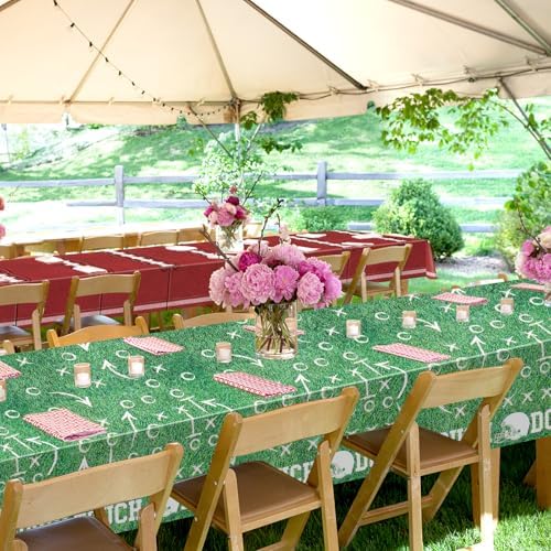 PHOGARY 3 Pack Green Football Tablecloths 54x108in