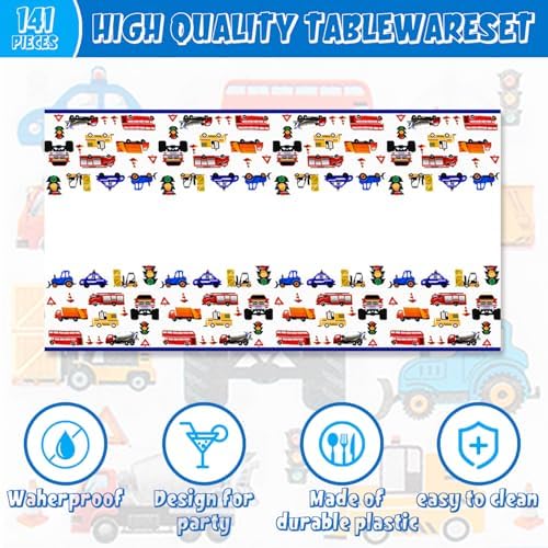 141PCS Traffic Themed Party Decorations for Boys