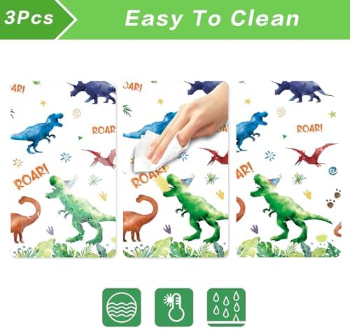 3 Pcs Dinosaur Tablecloth for Kids Birthday Party