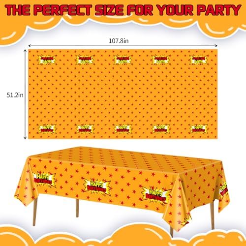 3Pcs Anime Party Tablecloth Yellow Red Stars Print