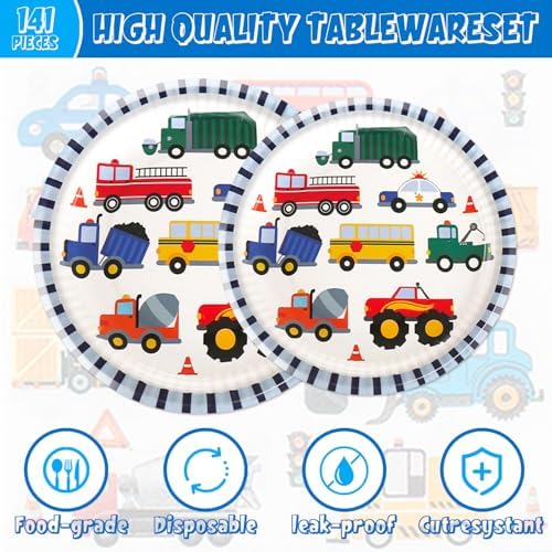 141PCS Traffic Themed Party Decorations for Boys