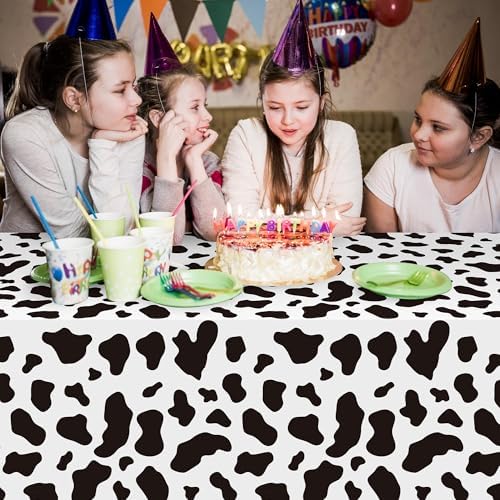 Highland Cow Party Tablecloths 4Pcs Birthday Decor Table Covers