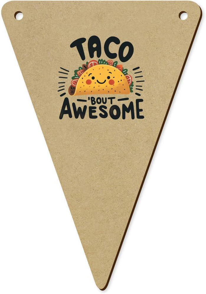 5 x 140mm Awesome Taco Wooden Bunting Flags