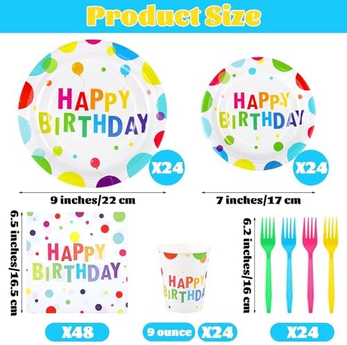 144 Pieces Happy Birthday Party Decor Set