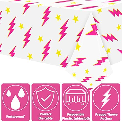3Pcs Preppy Pink Lightning Bolt Tablecloths for Y2K Parties