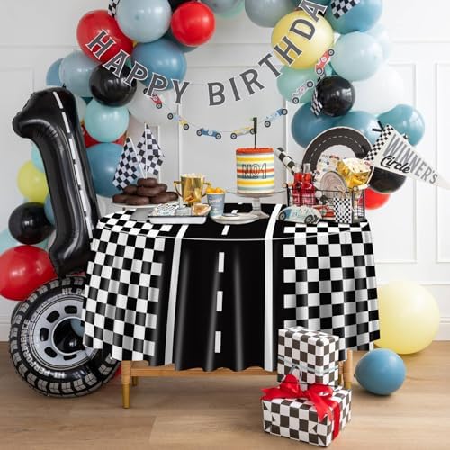 9 Pcs Racing Car Tablecloths for Round Table Party
