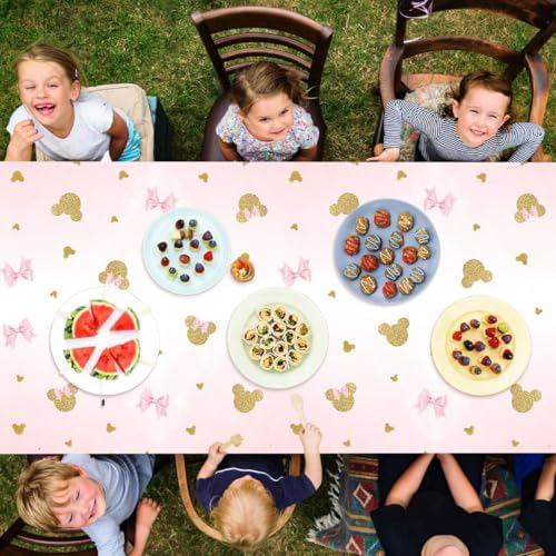 3 Pink Mouse Head Tablecovers for Kids Birthday Party